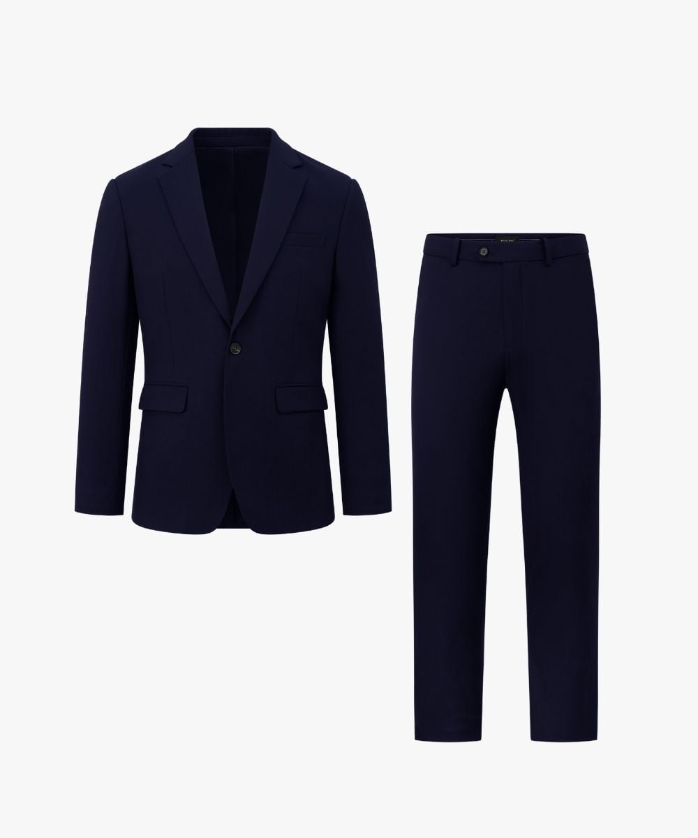 Bộ Suit Nam Xanh Navy Cao Cấp Vải Đứng Phom Không Nhăn